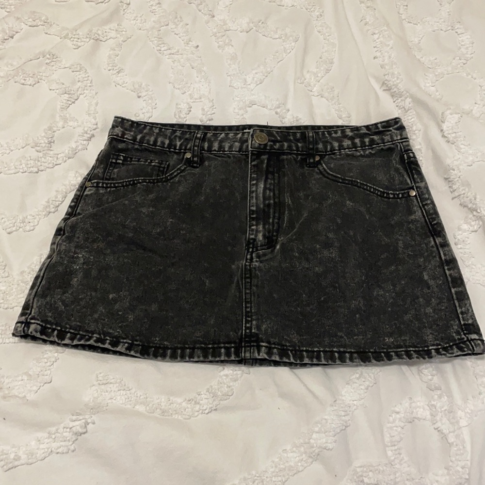 Black denim skirt